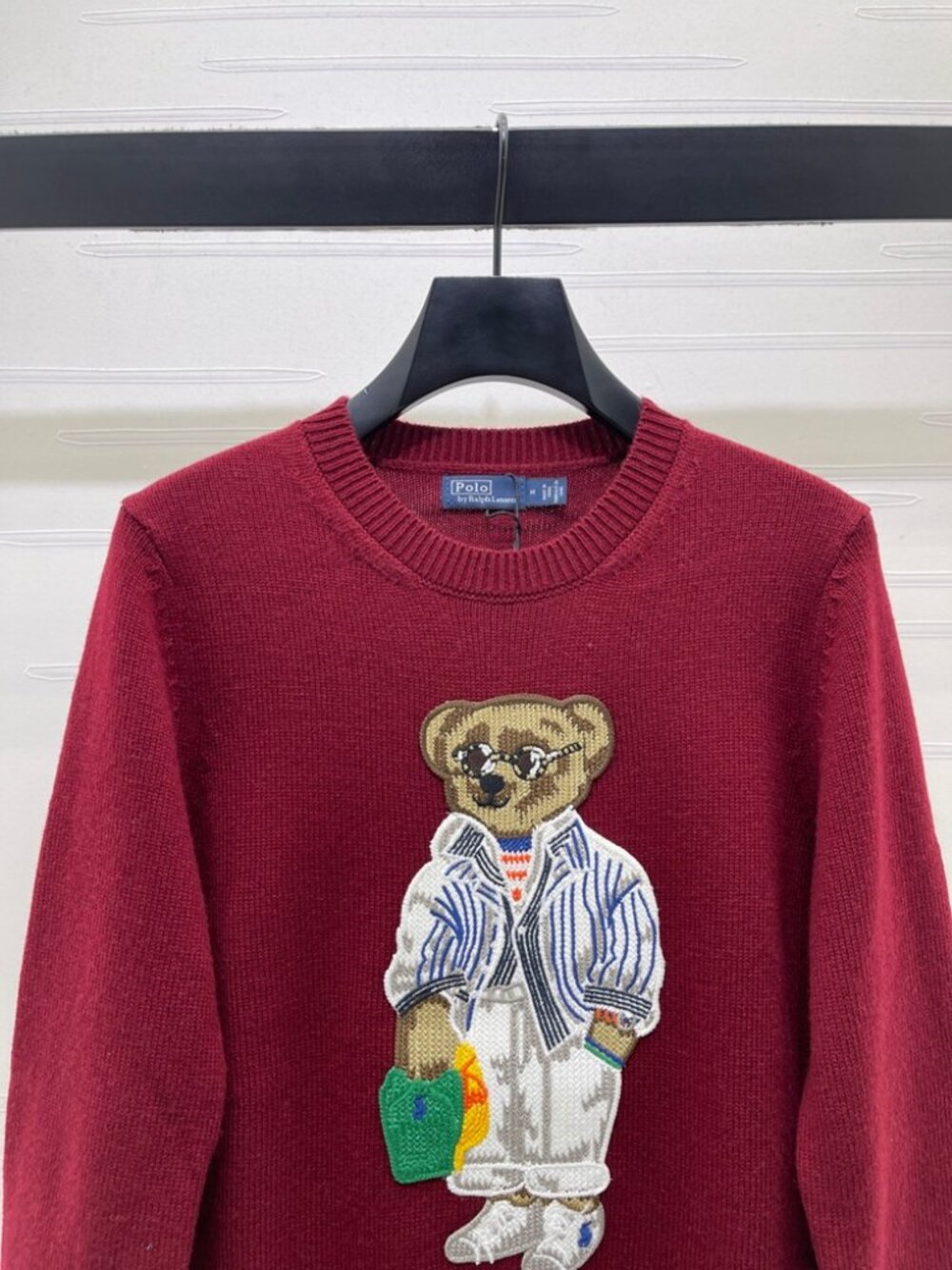Polo Ralph Lauren Burgundy Polo Bear Crewneck Knit Sweater - Picture 4 of 7